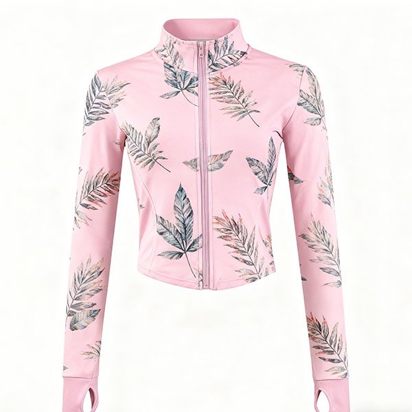 Casual vacation pink zip-up jacket