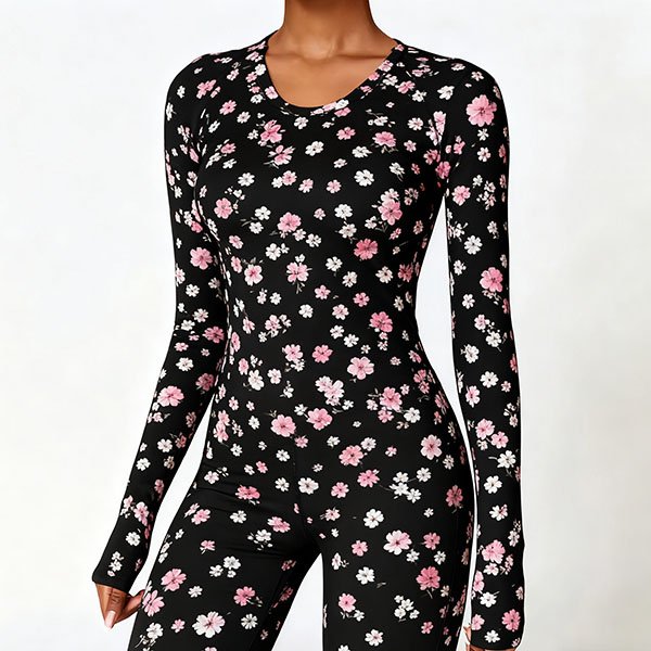 Winter floral print slim-fit base coat