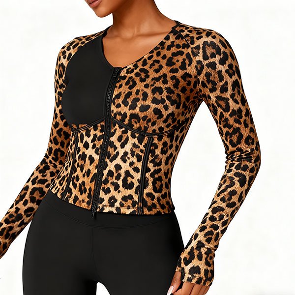 Winter Leopard Print Slim Fit Base Layer Jacket